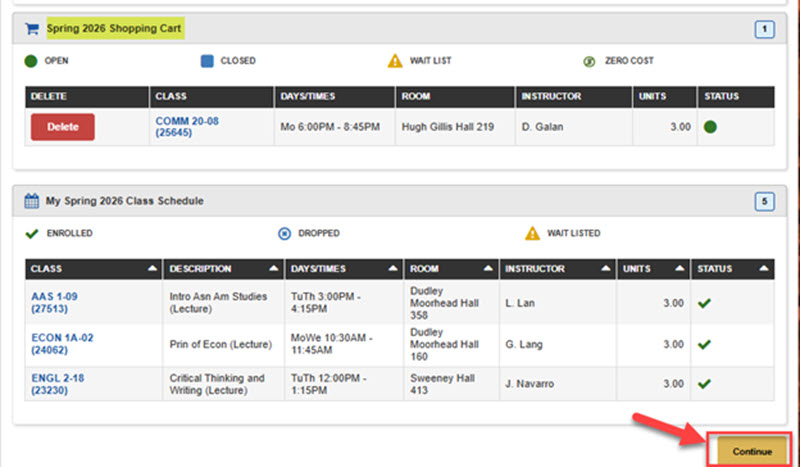 screenshot of shopping cart on MySJSU